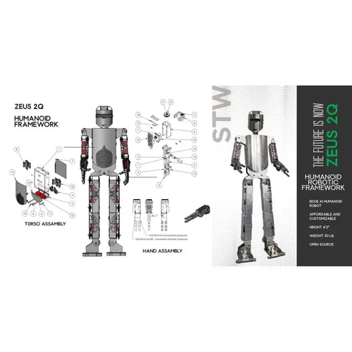 İkinci resim of Zeus2Q İnsansı Robotik Kiti -Win OS